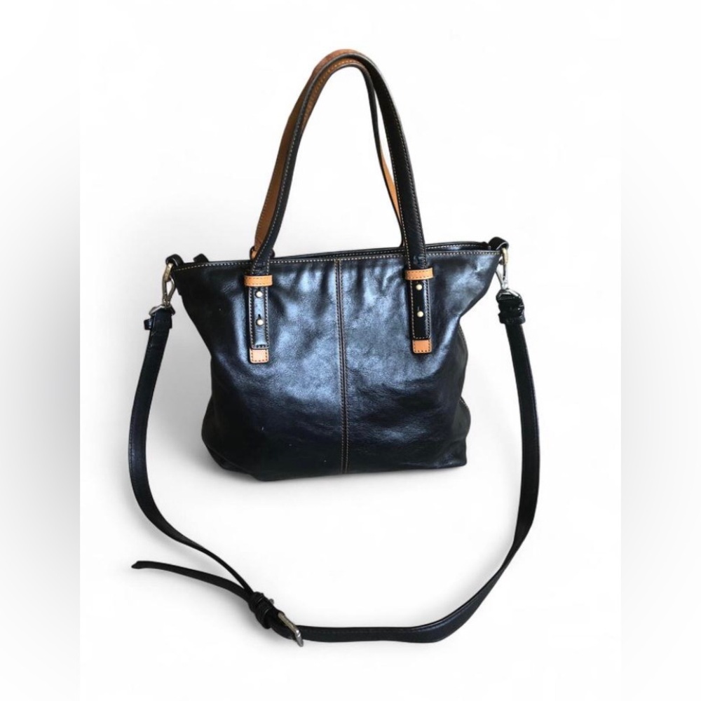 Vera Bradley Gallatin Leather Black Satchel Bag